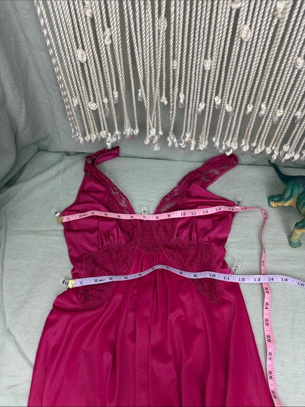 Vintage Olga Bodysilk Fuchsia Lace-Trim Nightie | Small - Picture 8 of 9